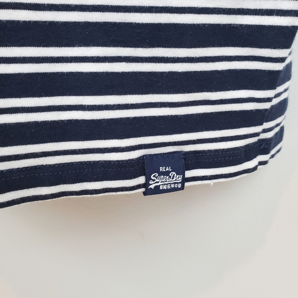 Superdry Bodycon Dress Striped Off the Shoulder Black White Women's Size Small - Picture 5 of 7